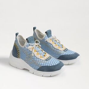 Sam Edelman Chelsie Blue Woven Mesh Leather Sneakers Womens 10